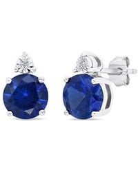 MaxColor - 3.20 Ct. Tw. Lab-Grown Sapphire Stud Earrings - Lyst