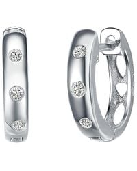 Genevive Jewelry - Silver Cz Hoop Earrings - Lyst