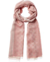Gucci GG Wool & Silk-blend Scarf - Pink