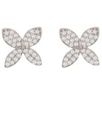 Suzy Levian - 14k 0.15 Ct. Tw. Diamond Marquise Flower Studs - Lyst