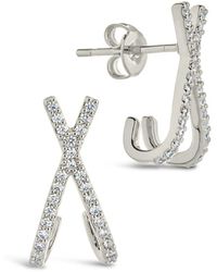 Sterling Forever - Rhodium Plated Cz Katie Studs - Lyst
