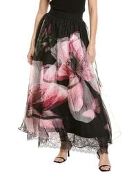 Alice + Olivia - Nilda Voluminous Silk Maxi Skirt W Lace - Lyst