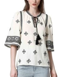 See U Soon - Embroidered Placket Top - Lyst