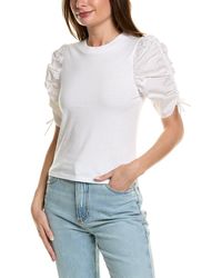 FRAME - Ruched Tie Sleeve T-shirt - Lyst