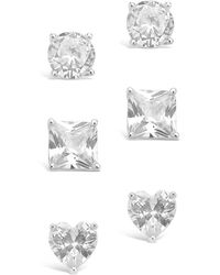 Sterling Forever - Silver Cz Set Of 3 Statement Studs - Lyst