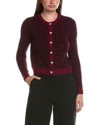 Bruno Magli - Houndstooth Crewneck Wool & Cashmere-blend Cardigan - Lyst