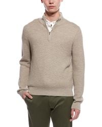 Bruno Magli - Textured 1/4-Zip Merino Wool Mock Neck Sweater - Lyst