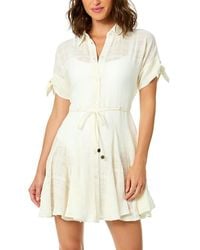 Cece - Short Flare Button Up Dress - Lyst
