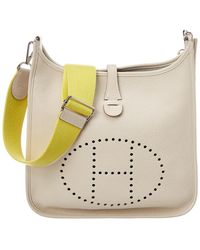 Hermès Cream Clemence Leather Evelyne Iii Pm - Natural