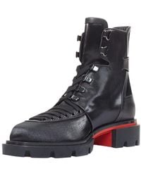 Christian Louboutin - Toile Canvas Our Macademia Flat Combat Boot (Authentic Pre-Loved) - Lyst