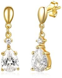 Genevive Jewelry - 14k Over Silver Cz Dangle Earrings - Lyst