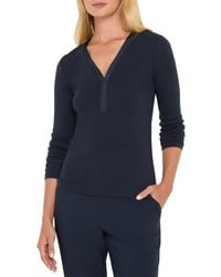 NIC+ZOE - Trimmed Perfect Knit Rib V-Neck Top - Lyst