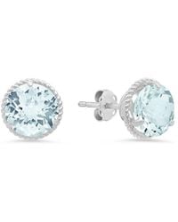 MaxColor - 14k 2.80 Ct. Tw. Aquamarine Halo Studs - Lyst