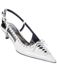 Versace - Laced Pin-Point Leather Slingback Pump - Lyst