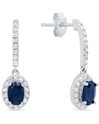 MaxColor - Silver 0.60 Ct. Tw. Genuine Blue Sapphire Drop Earrings - Lyst