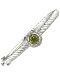 Diamond Select Cuts - Steel 1.82 Ct. Tw. Diamond & Lemon Quartz Bangle Bracelet - Lyst
