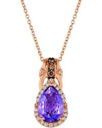 Le Vian - Le Vian 14K Rose 1.70 Ct. Tw. Diamond & Amethyst Royal Blues Pendant Necklace - Lyst