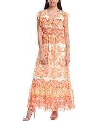 Maison Tara - Chiffon Smocked Midi Dress - Lyst