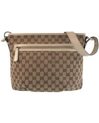 Gucci - Beige GG Canvas & Leather Shoulder Bag (authentic Pre-loved) - Lyst
