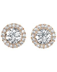 Rachel Glauber - 14k Rose Gold Vermeil Cz Halo Studs - Lyst