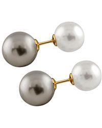 Splendid - Gold Over Silver 10-14mm Shell Pearl Earrings - Lyst