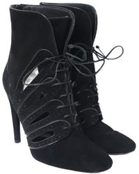 Bottega Veneta - Suede Cutout Lace-up Detail Bootie (authentic Pre- Loved) - Lyst