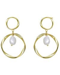 Genevive Jewelry - 18k Over Silver 11mm Freshwater Pearl Earrings - Lyst