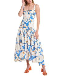 Nicholas - Drenica Drop Waist Corset Linen Midi Dress - Lyst