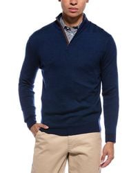 N.Peal Cashmere - Regent Birdseye 1/2-Zip Cashmere & Silk-Blend Mock Neck Sweater - Lyst