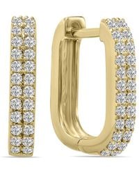 Lab Grown Diamonds - 14k 0.50 Ct. Tw. Lab-grown Diamond Huggie Hoops - Lyst
