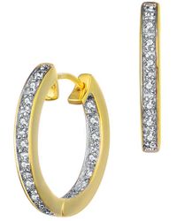 Genevive Jewelry - 14k Over Silver Cz Hoops - Lyst