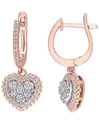 Diamond Select Cuts - 14k Rose Gold 0.60 Ct. Tw. Diamond Heart Earrings - Lyst