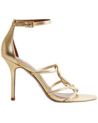 Reiss - Hallie Metallic Strappy Open-Toe Heel - Lyst