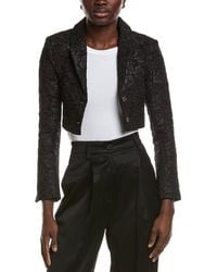 Ganni - Stretch Jacquard Cropped Blazer - Lyst