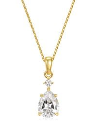 Genevive Jewelry - 14k Over Silver Cz Pendant Necklace - Lyst