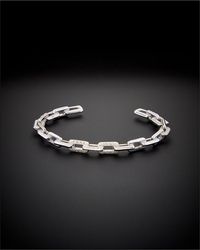 Italian Gold Over Silver - 18K 0.15 Ct. Tw. Diamond Link Cuff - Lyst