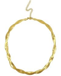 Adornia - 14K Plated Water-Resistant Braided Herringbone Chain Necklace - Lyst