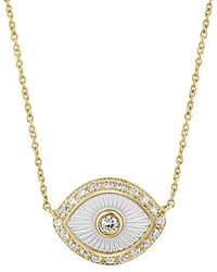 Effy Fine Jewelry - 14K 0.20 Ct. Tw. Diamond & 9.5X6.8Mm Pearl Necklace - Lyst