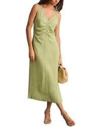 Reiss - Pari Ruched Linen-Blend Dress - Lyst