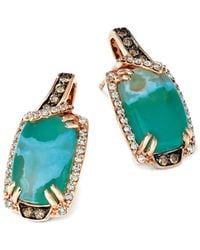 Le Vian - Le Vian Peacock Aquaprase 14K Rose 7.11 Ct. Tw. Diamond & Aquaprase Candy Earrings - Lyst
