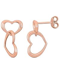 Italian Silver - Double Heart Drop Earrings - Lyst