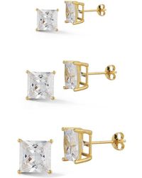 Glaze Jewelry - 14k Over Silver Cz Princess Earrings Set - Lyst