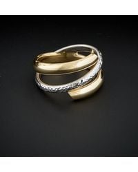 Italian Gold - 14k Two-tone Cut Bypass Ring - Lyst