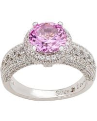 Suzy Levian - Silver 0.02 Ct. Tw. Diamond & Sapphire Statement Ring - Lyst
