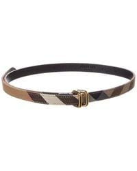 Burberry - Reversible Check Canvas & Leather Belt - Lyst