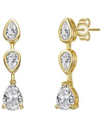 Genevive Jewelry - 14k Over Silver Cz Statement Earrings - Lyst