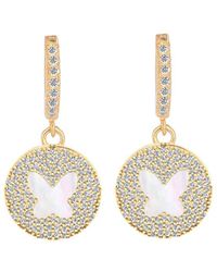 Gabi Rielle - Modern Touch Collection 14k Over Silver Pearl Cz Butterfly Huggie Earrings - Lyst