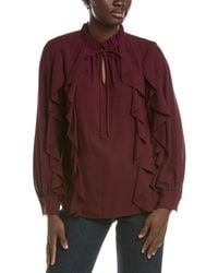 Anne Klein - Keyhole Neck Ruffle Blouse - Lyst