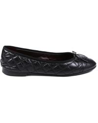 Chanel Black Leather Ballet Flat, Size 41