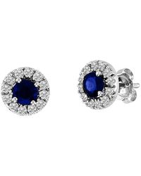 Diana M. Jewels - Fine Jewelry 14k 0.93 Ct. Tw. Diamond & Sapphire Halo Earrings - Lyst